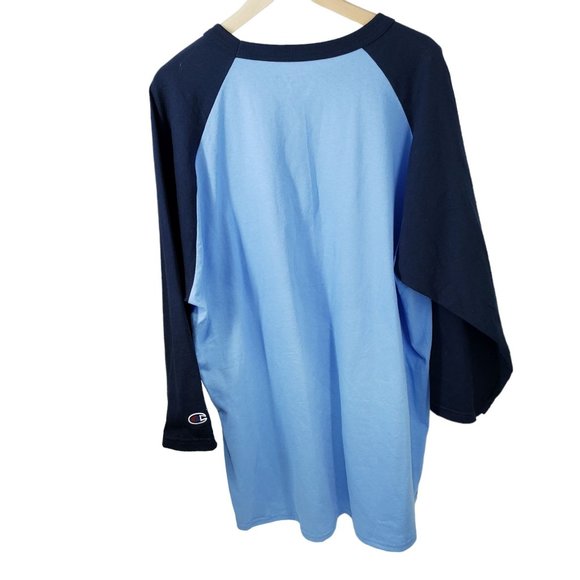 Champion Men's Three-Quarter Raglan Sleeve Baseball T-Shirt Size 2XL Blue - Picture 3 of 7